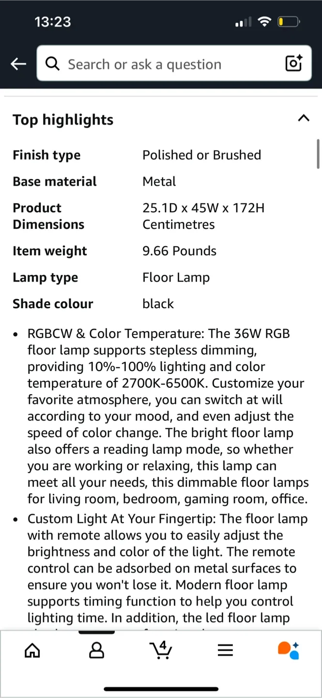 Sibrille RGB Floor Lamp - Like New! image indicator(4)