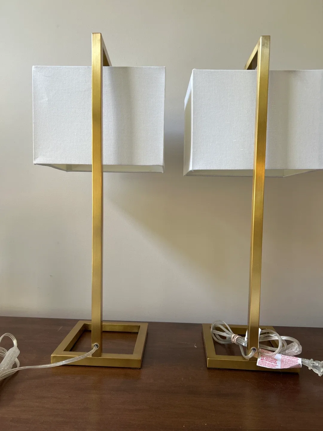 Pair of Gold & White Modern Lamps image indicator(6)