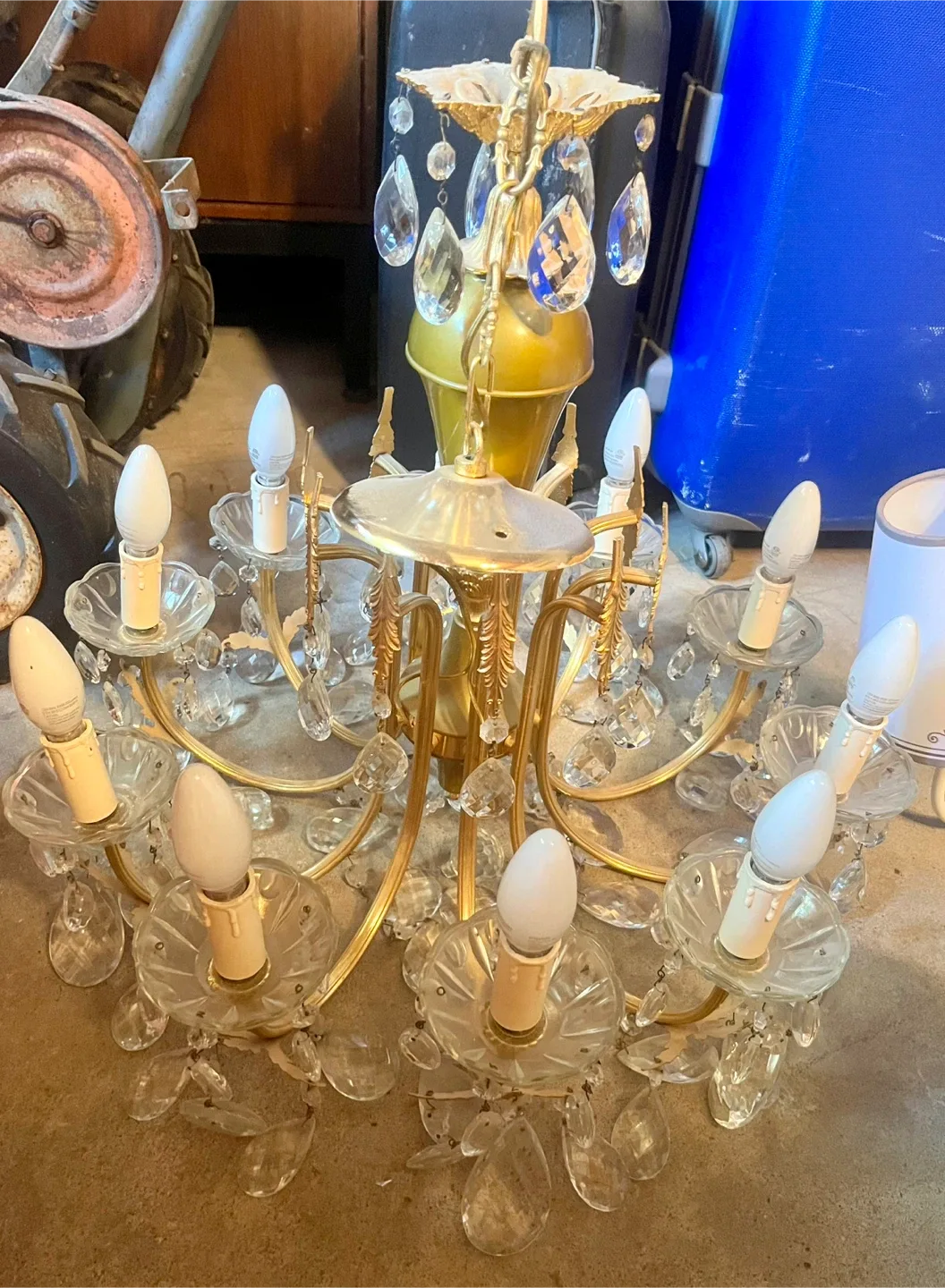 Gold Chandelier with Crystal Drops thumbnail