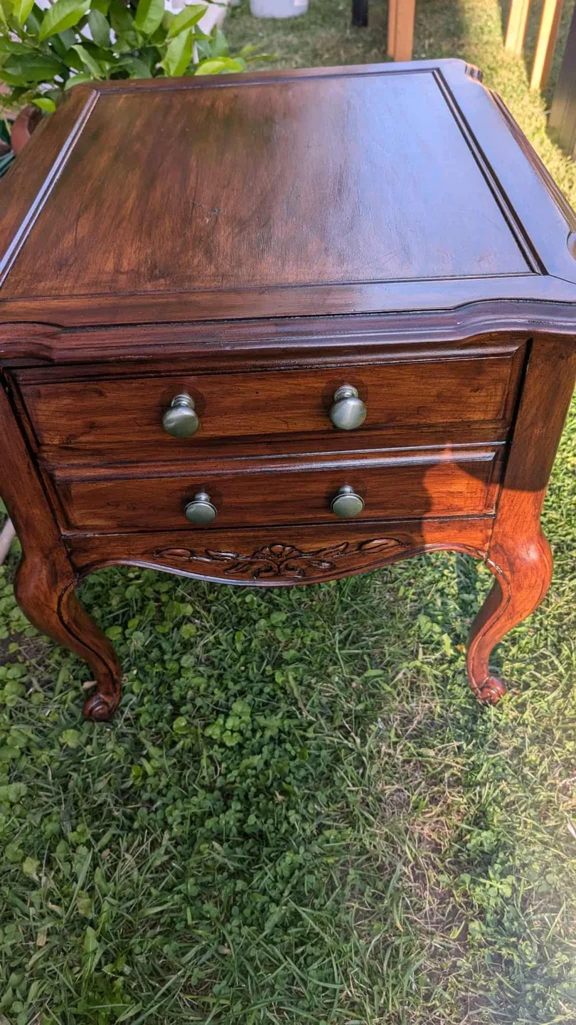 Vintage Wooden End Table with 2 Drawers image indicator(3)