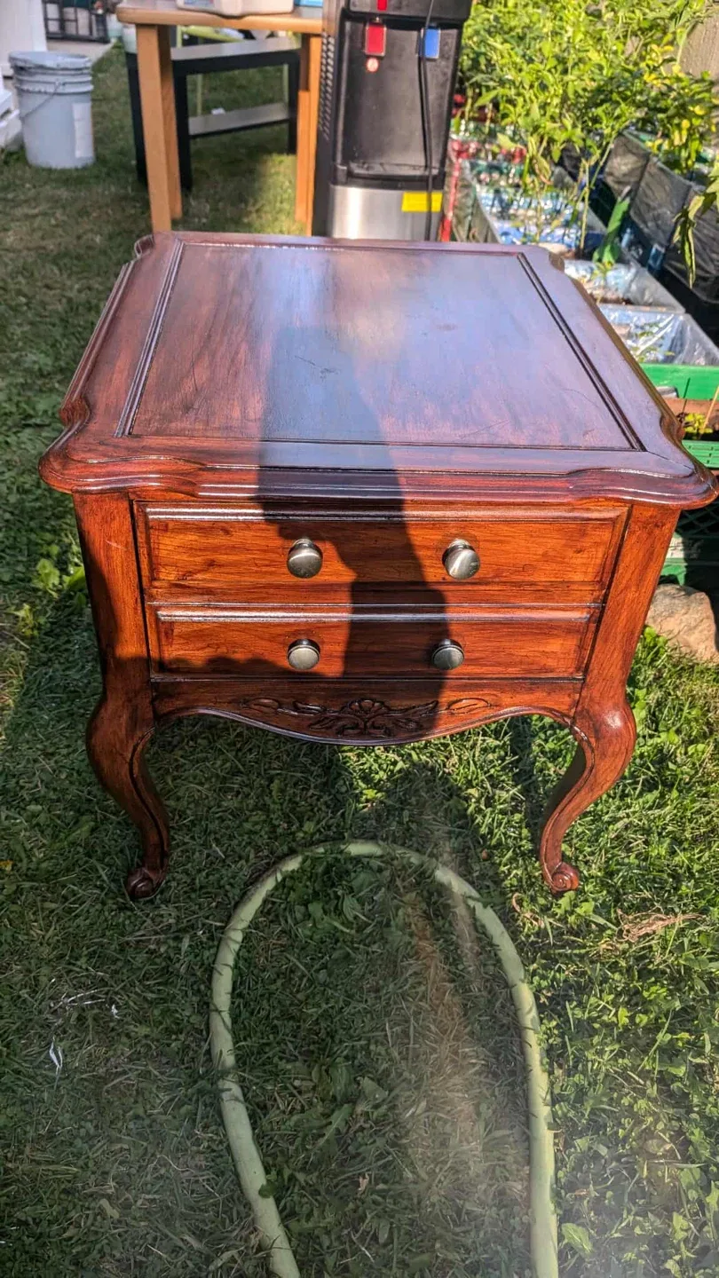 Vintage Wooden End Table with 2 Drawers image indicator(2)