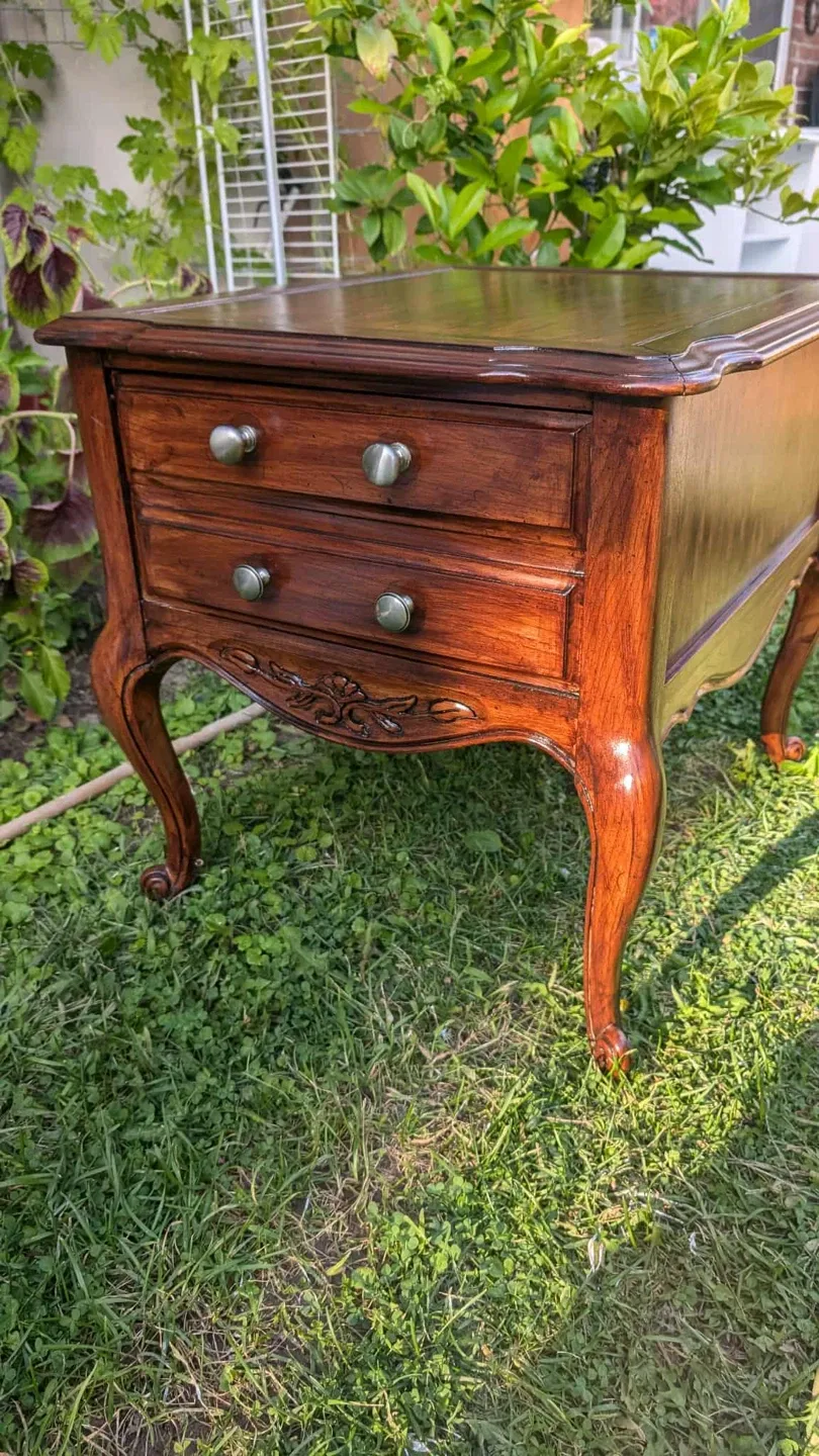 Vintage Wooden End Table with 2 Drawers image indicator(4)
