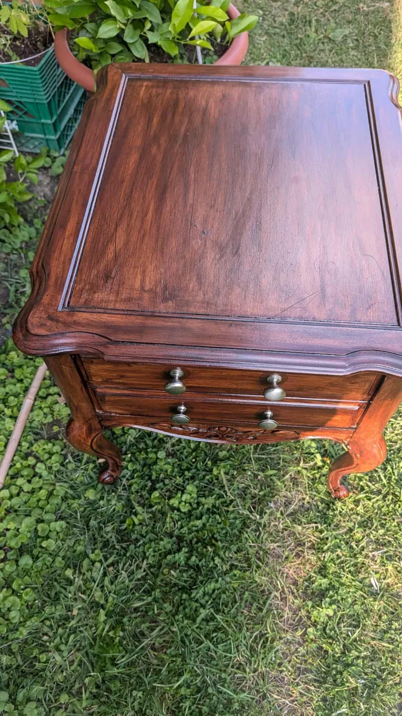 Vintage Wooden End Table with 2 Drawers image indicator(5)