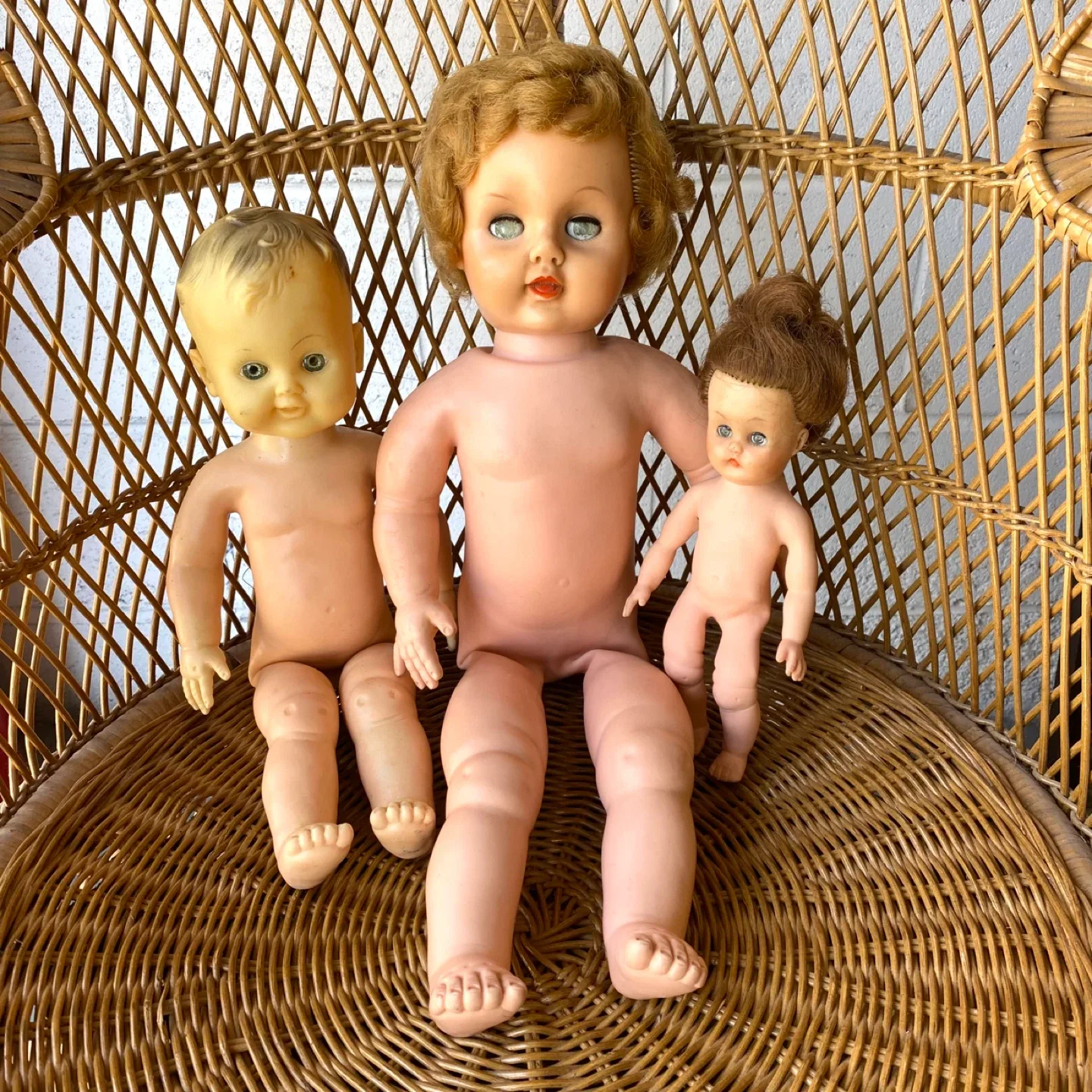 3x Vintage Creepy Rubber Dolls thumbnail