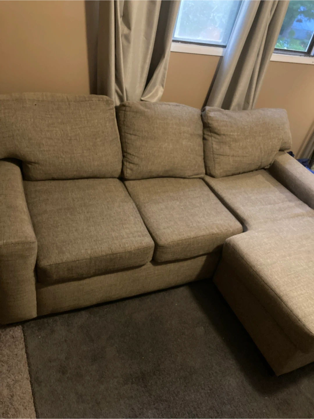 Beige Sofa with Pull-Out Bed