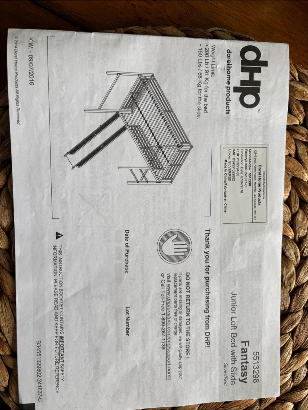 DHP Junior Loft Bed with Slide - Grey & Red image indicator(7)