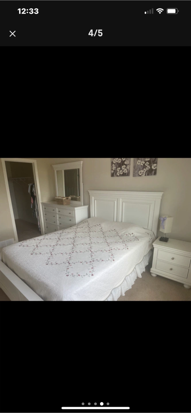 White Bedroom Set - Bed, Dresser, Nightstand, Mirror - photo 4