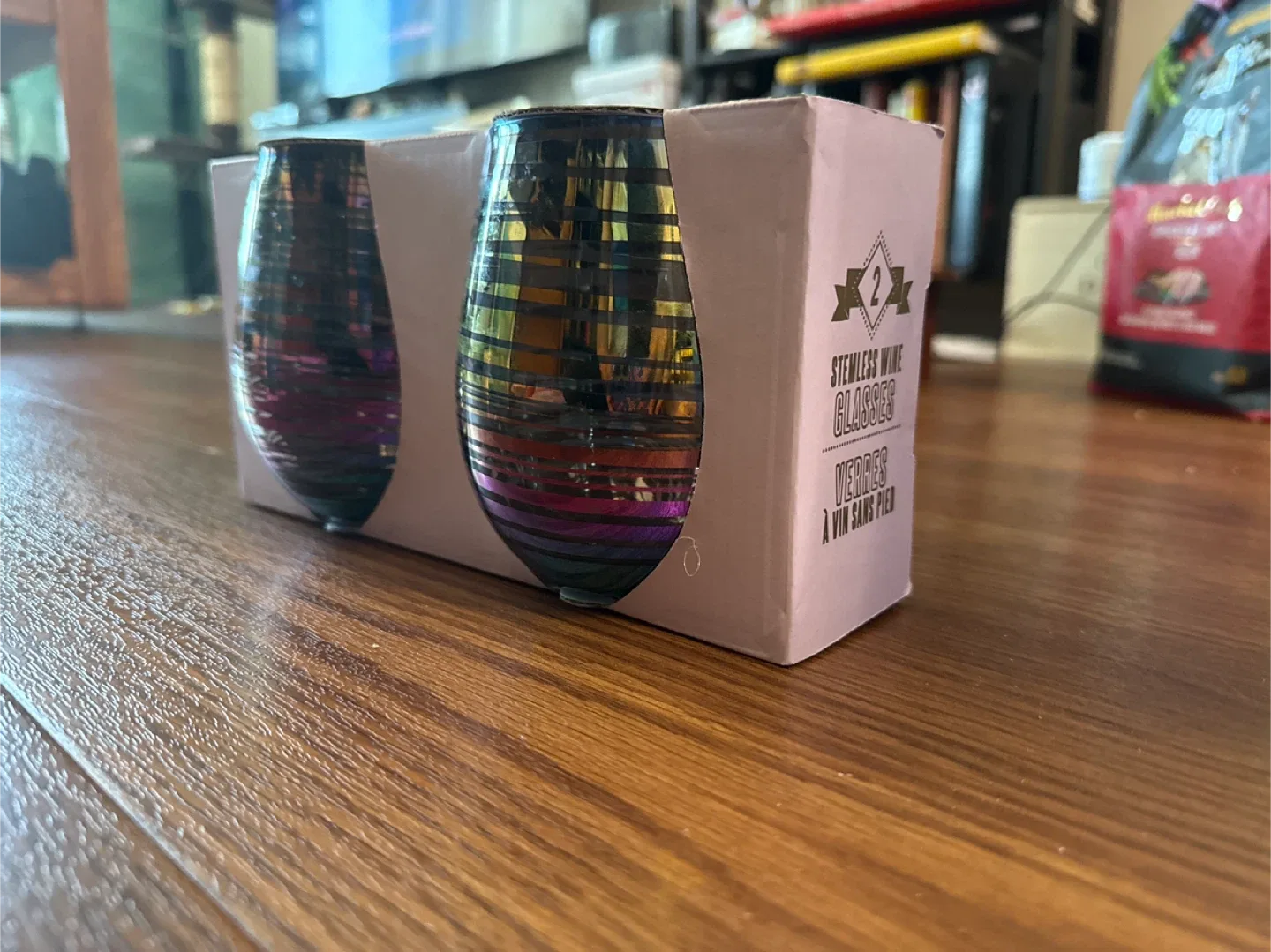 Iridescent Striped Stemless Wine Glasses - New in Box image indicator(2)