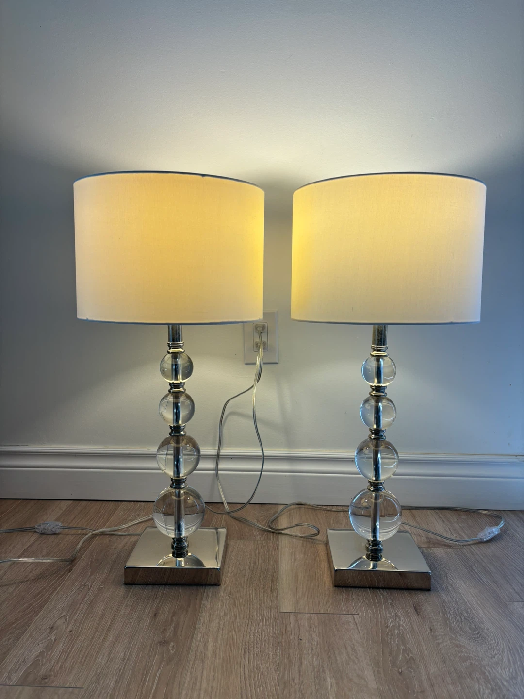 Pair of Crystal Ball Table Lamps