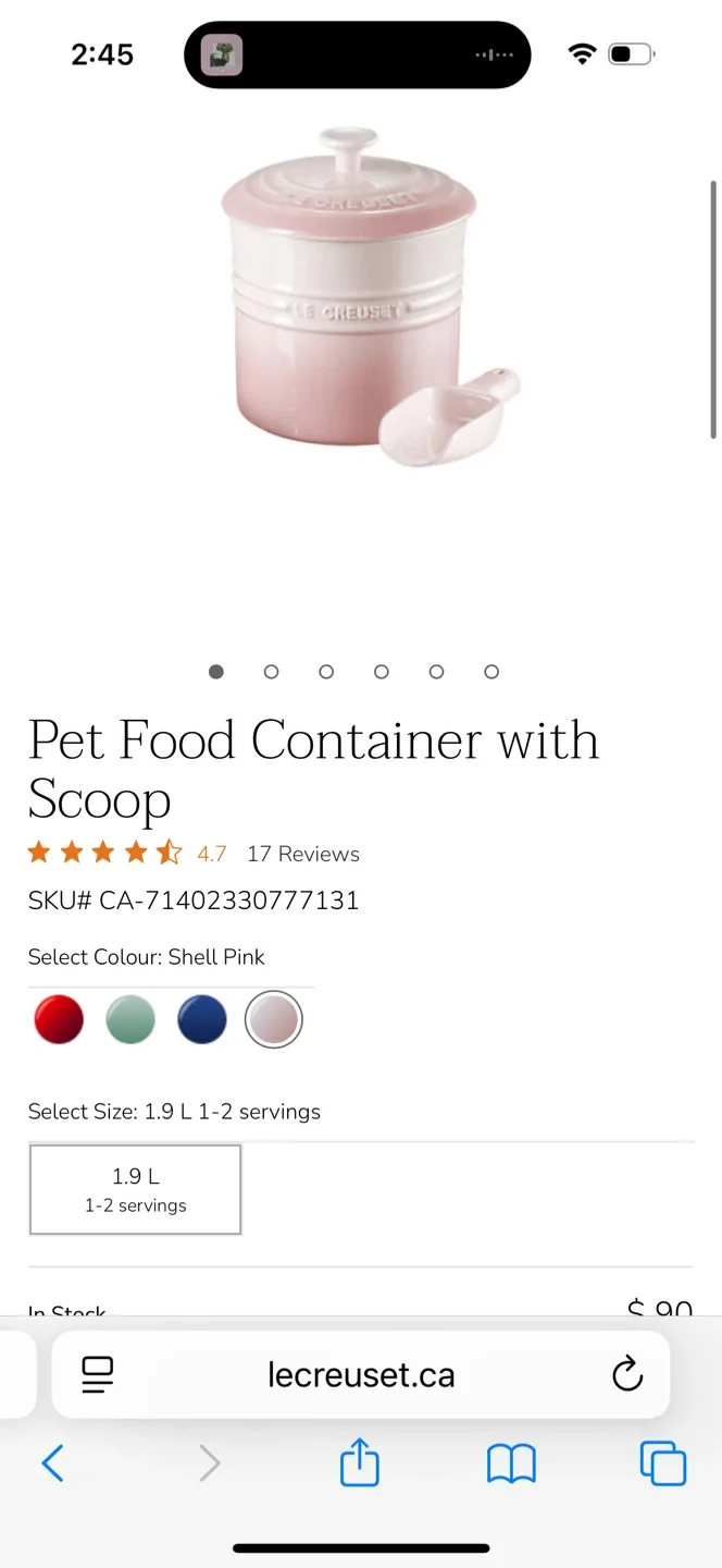 Le Creuset Pet Food Container with Scoop - Shell Pink image indicator(4)