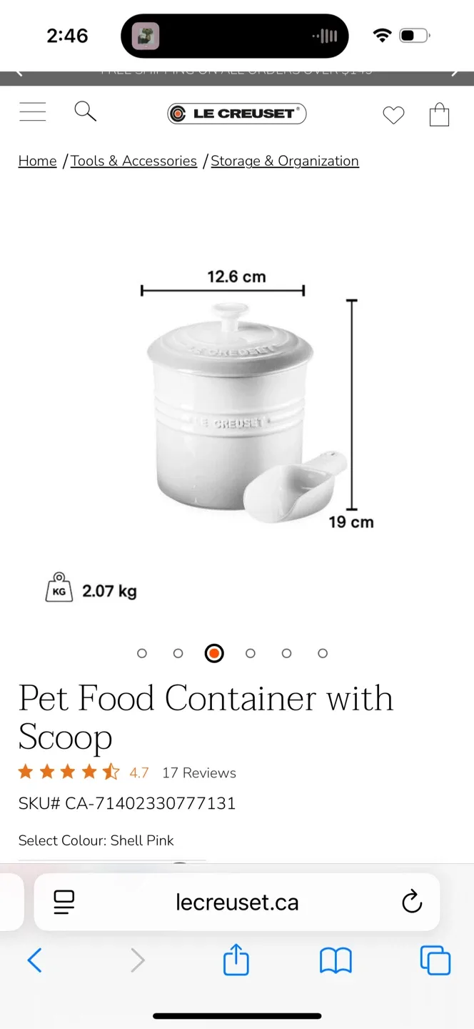 Le Creuset Pet Food Container with Scoop - Shell Pink image indicator(3)