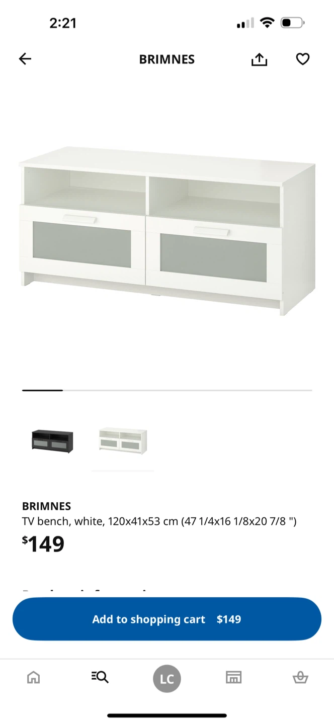 IKEA Brimnes White TV Bench - photo 2