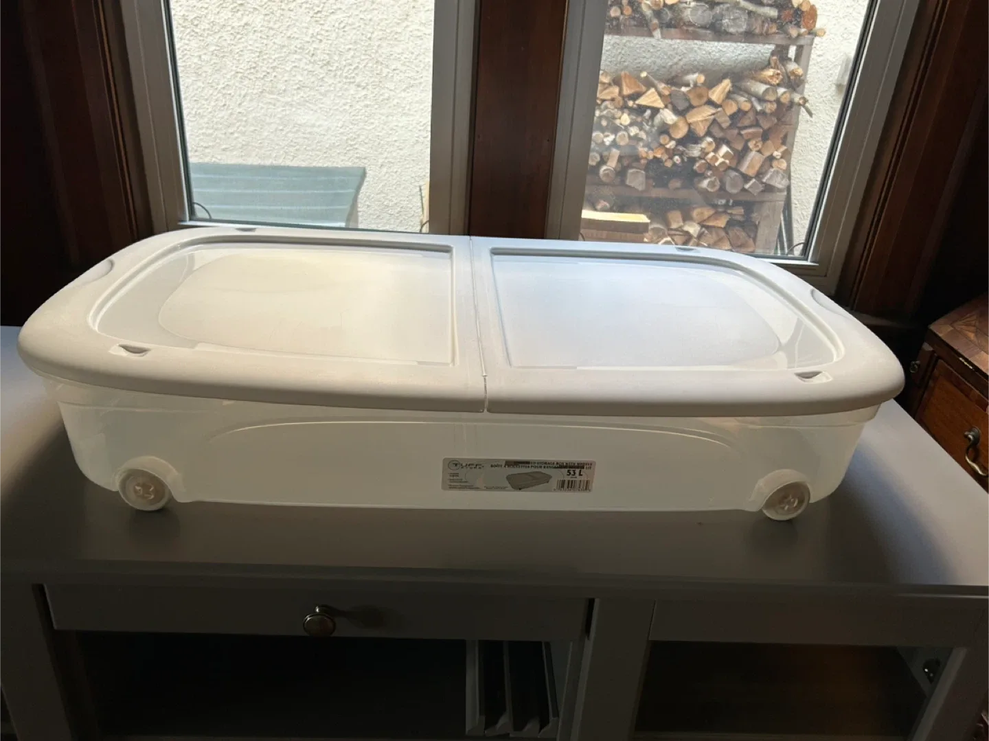 $12 Underbed Storage Box bin 53 litres Wheels compact East York thumbnail