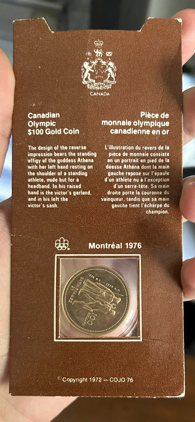 14k Canadian Olympic $100 Gold Coin - Montreal 1976 thumbnail