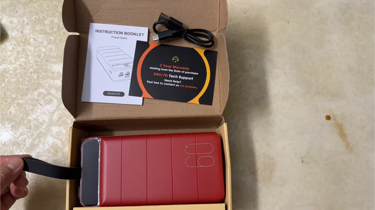 Red Power Bank w/ Box & Accessories image indicator(3)