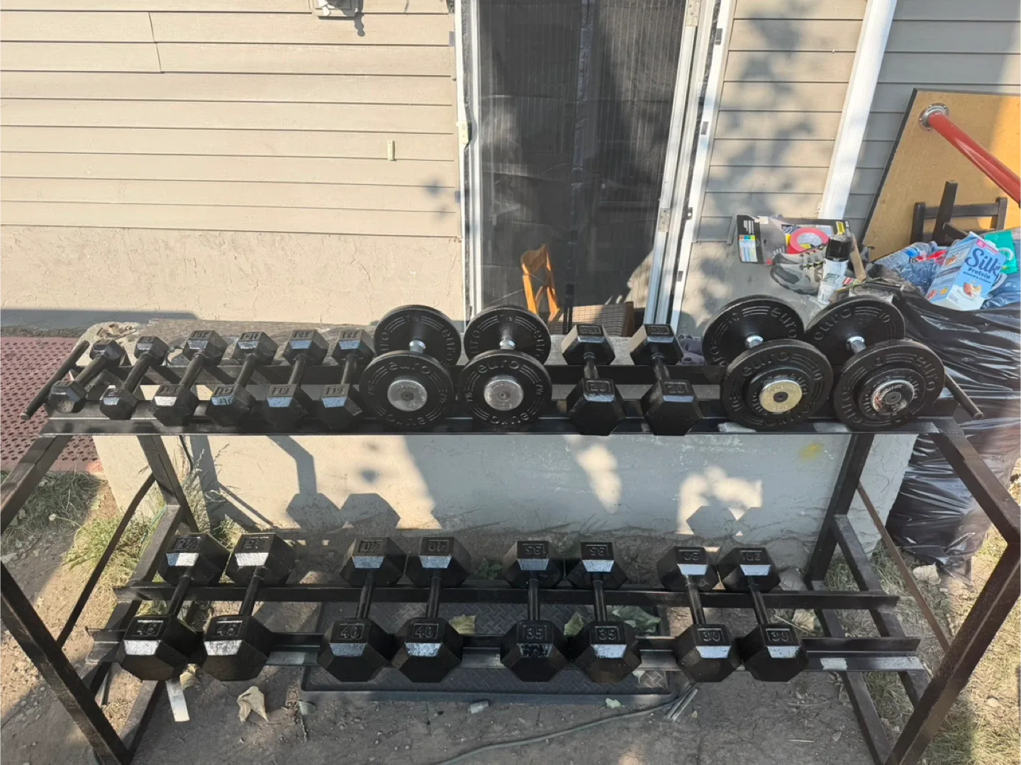 Full set of iron cast dumbbell 5lbs to 45 lbs thumbnail
