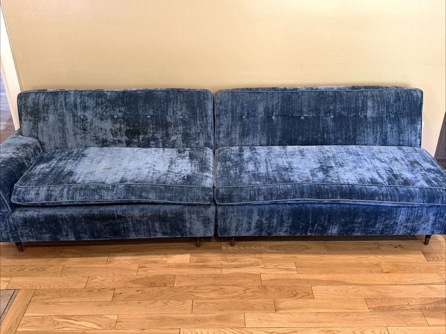 MCM Style Blue Velvet Modular Sofa (CAN DELIVER)
