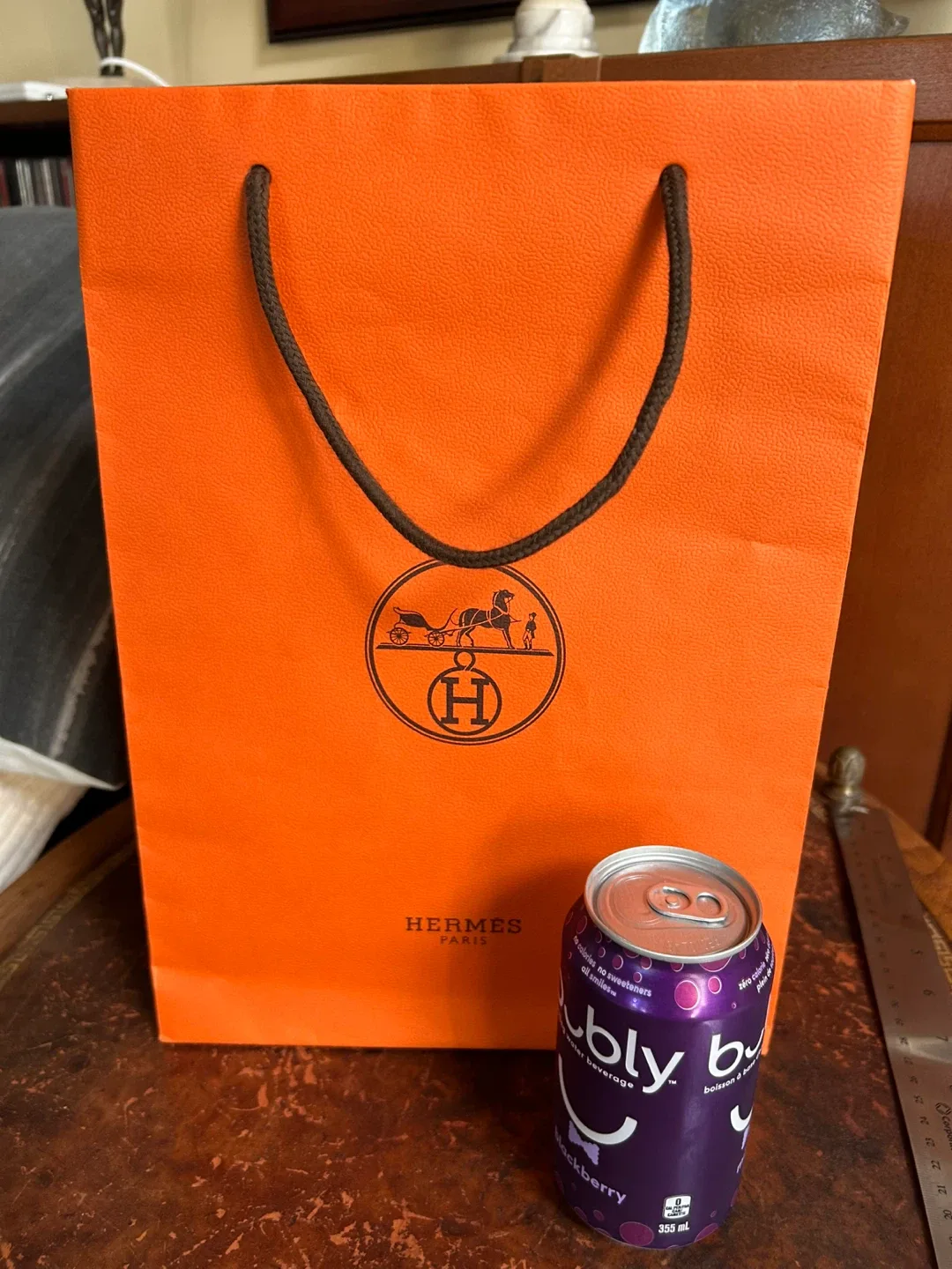 $3 Hermes authentic paper bag 13 x 9.5 x 7.5 inches image indicator(3)