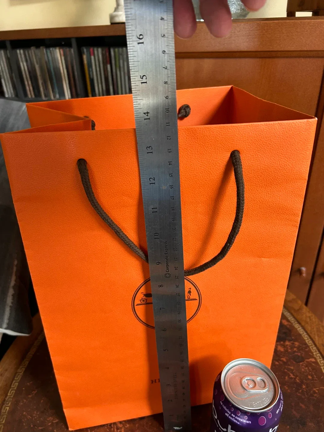 $3 Hermes authentic paper bag 13 x 9.5 x 7.5 inches image indicator(4)