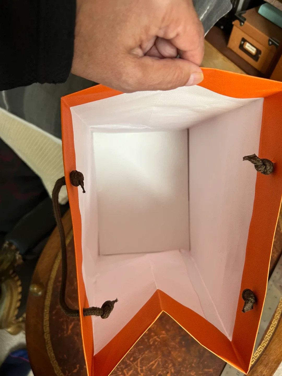 $3 Hermes authentic paper bag 13 x 9.5 x 7.5 inches image indicator(2)