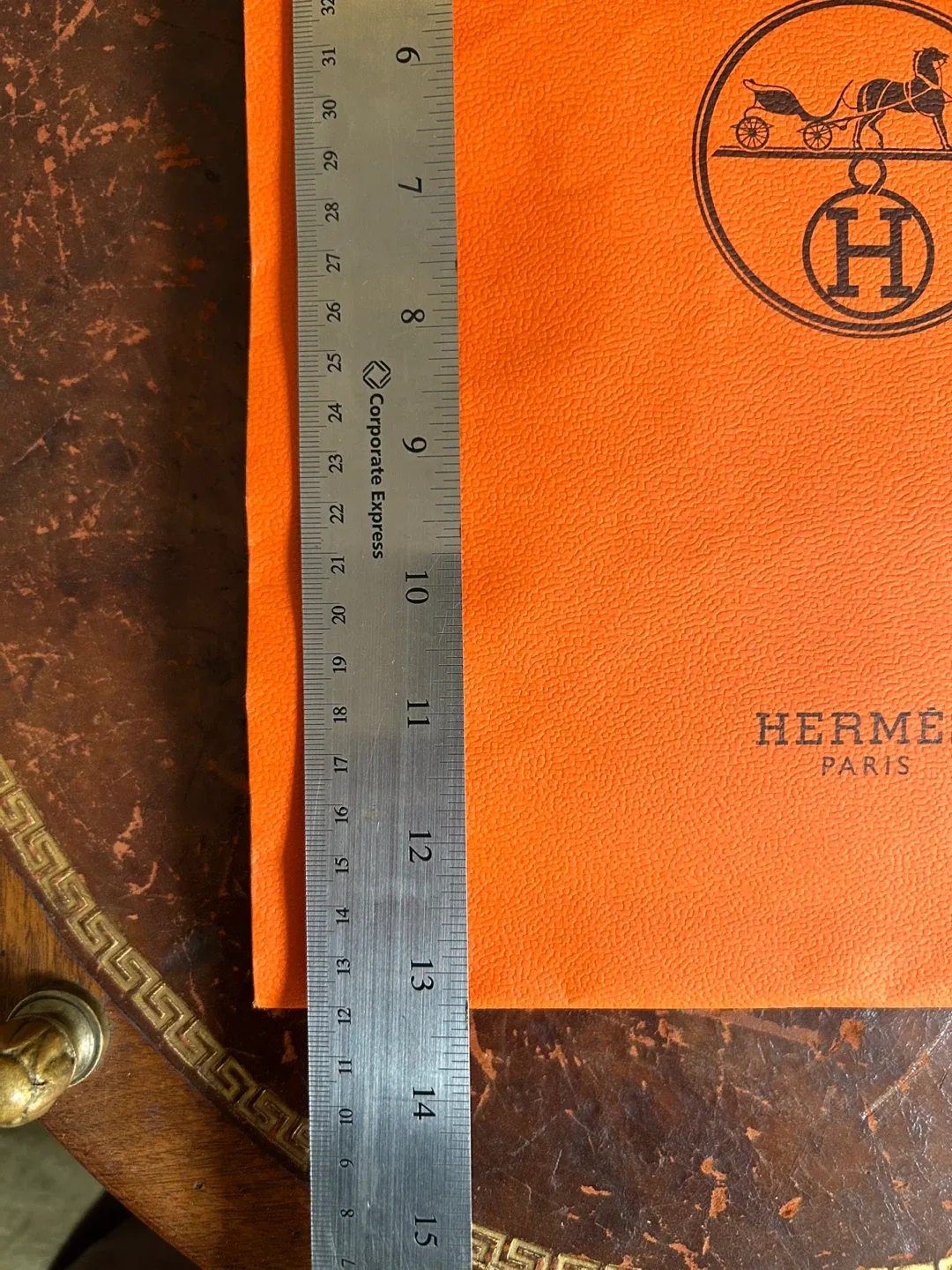 $3 Hermes authentic paper bag 13 x 9.5 x 7.5 inches image indicator(6)