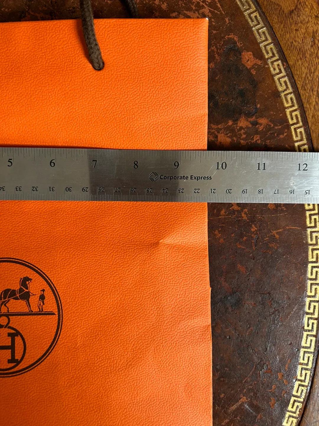 $3 Hermes authentic paper bag 13 x 9.5 x 7.5 inches image indicator(7)