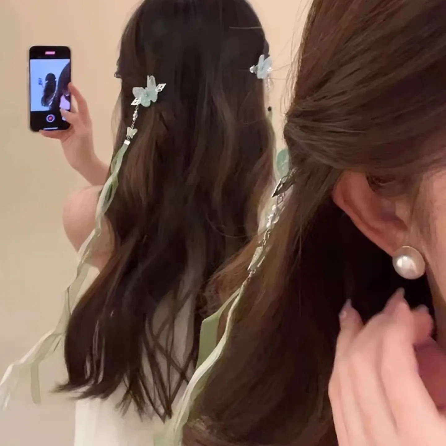 Butterfly Hair Clip - Pink & Green image indicator(4)