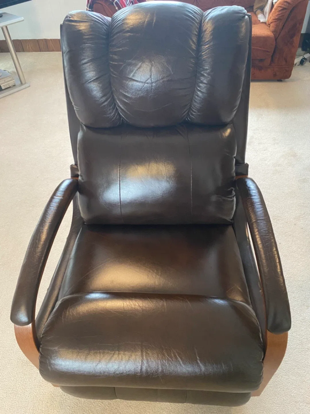 Lazy Boy Brown Leather Rocker Recliner image indicator(4)