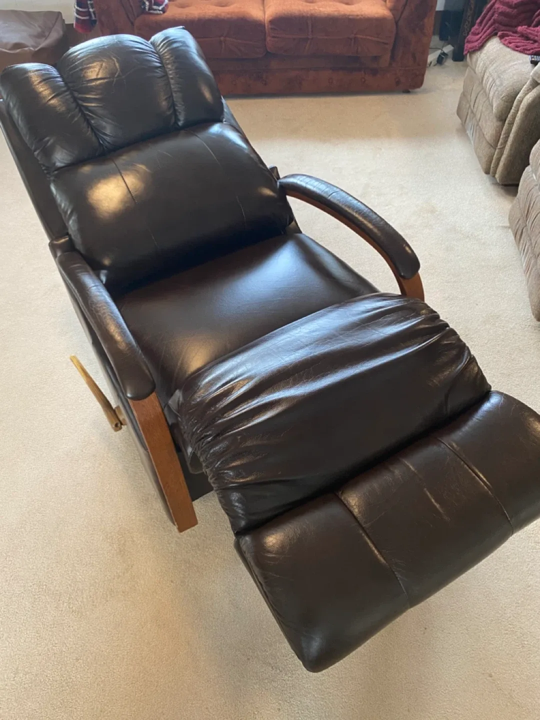 Lazy Boy Brown Leather Rocker Recliner image indicator(3)