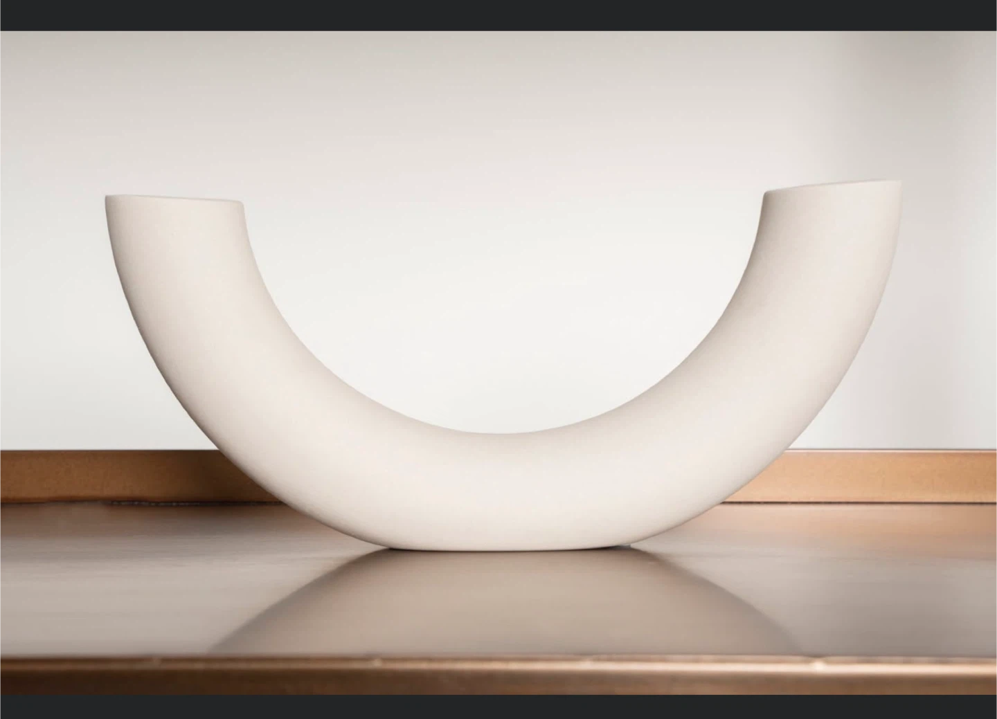 Modern White Ceramic U-Shaped Vase