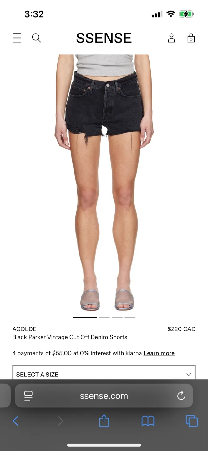 BNWT Agolde Parker Denim Fray Shorts Black 26 thumbnail