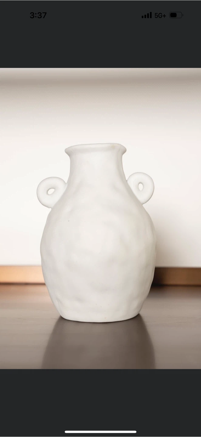 White Ceramic Vase with Handles