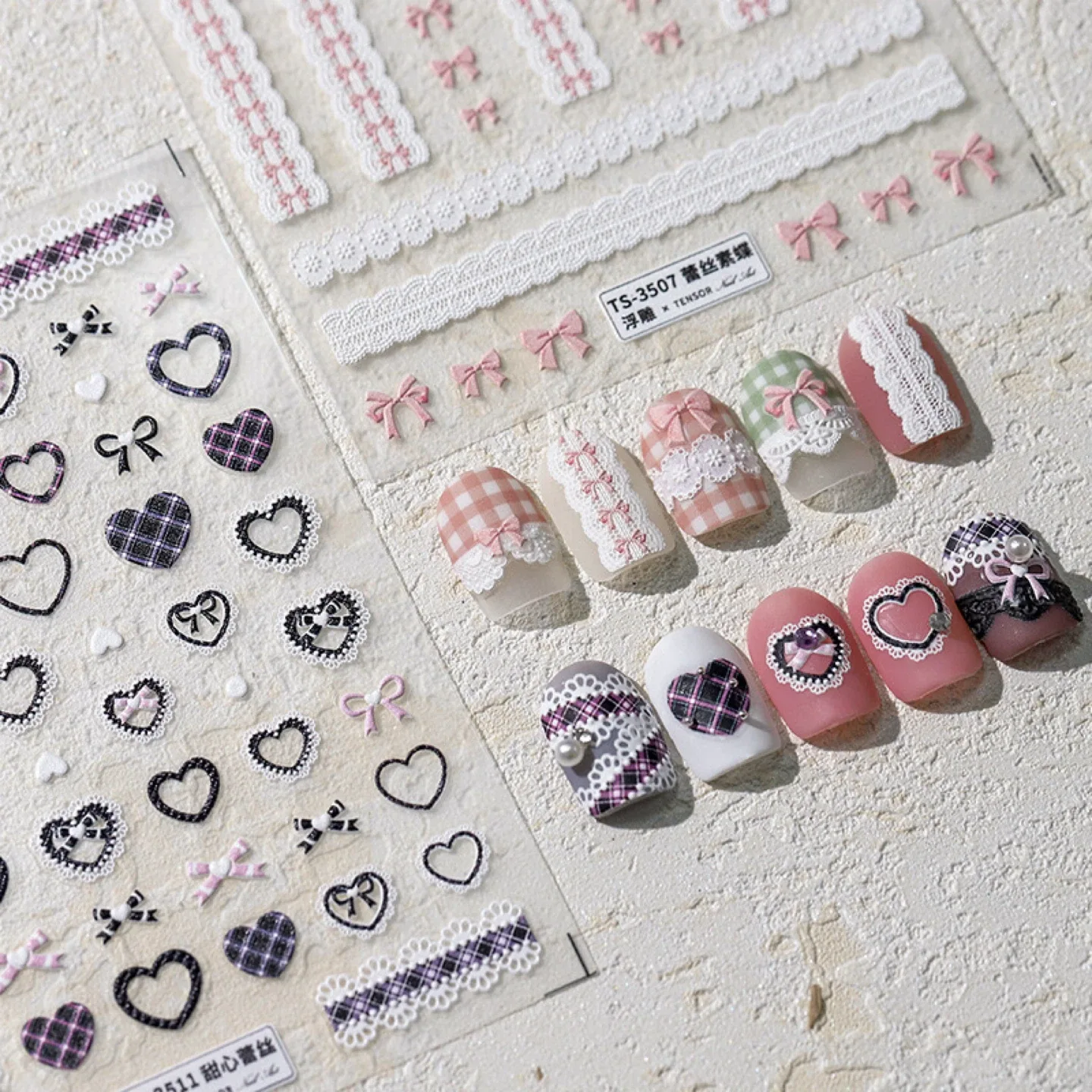 Nail Art Stickers - Lace & Bow Design image indicator(5)