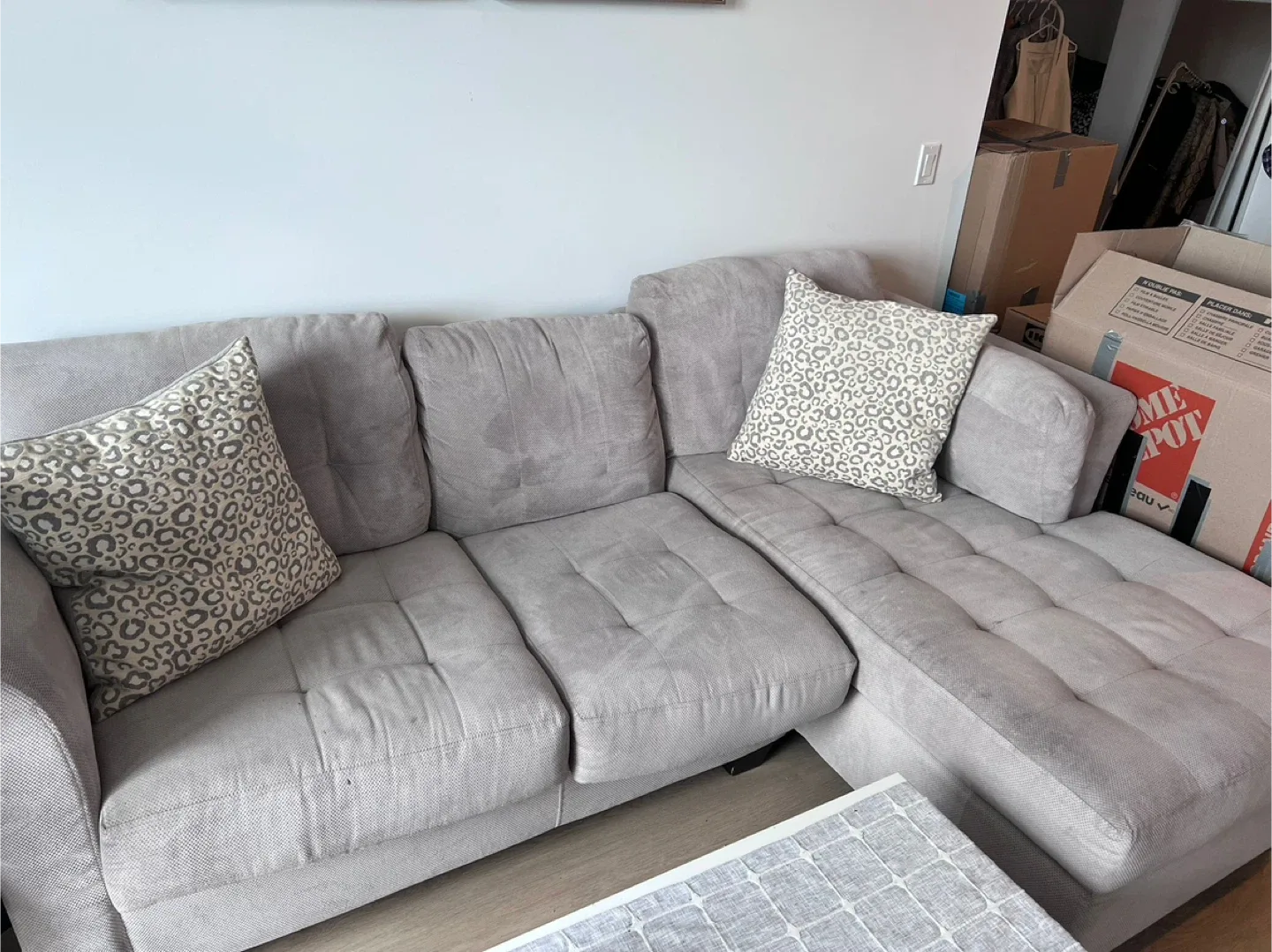 Grey Lavender Sectional Sofa thumbnail