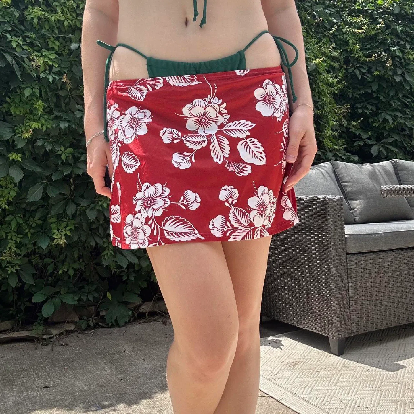 Red Floral Print Mini Skirt image indicator(8)