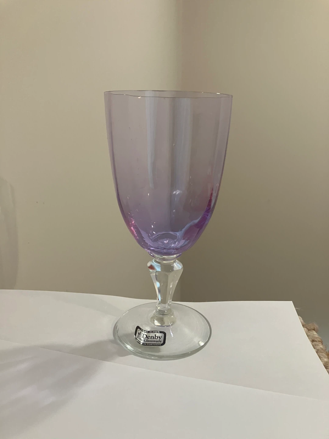 Denby Country Lilac Wine Glass 18cm tall Vintage New Hand Blown