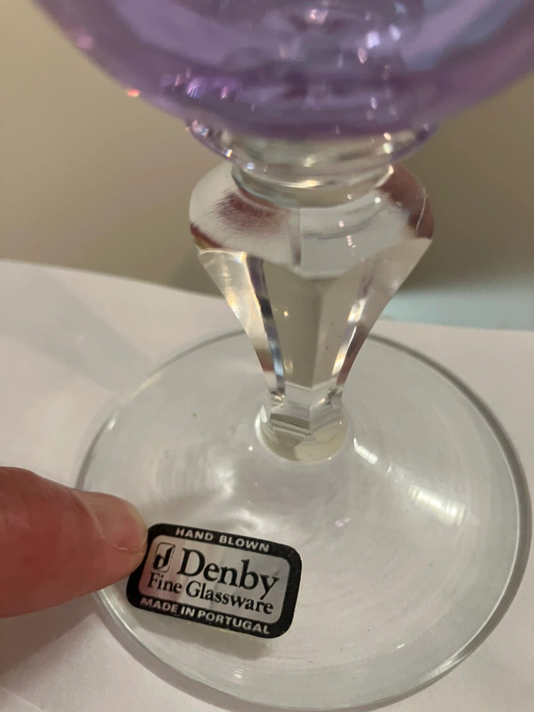 Denby Country Lilac Wine Glass 18cm tall Vintage New Hand Blown - photo 4