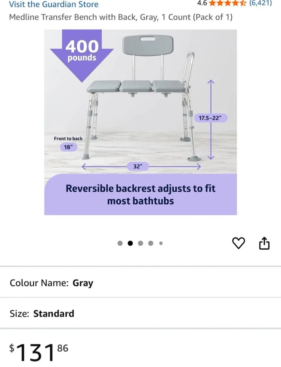 Guardian Deluxe Bariatric Transfer Bench - New! thumbnail