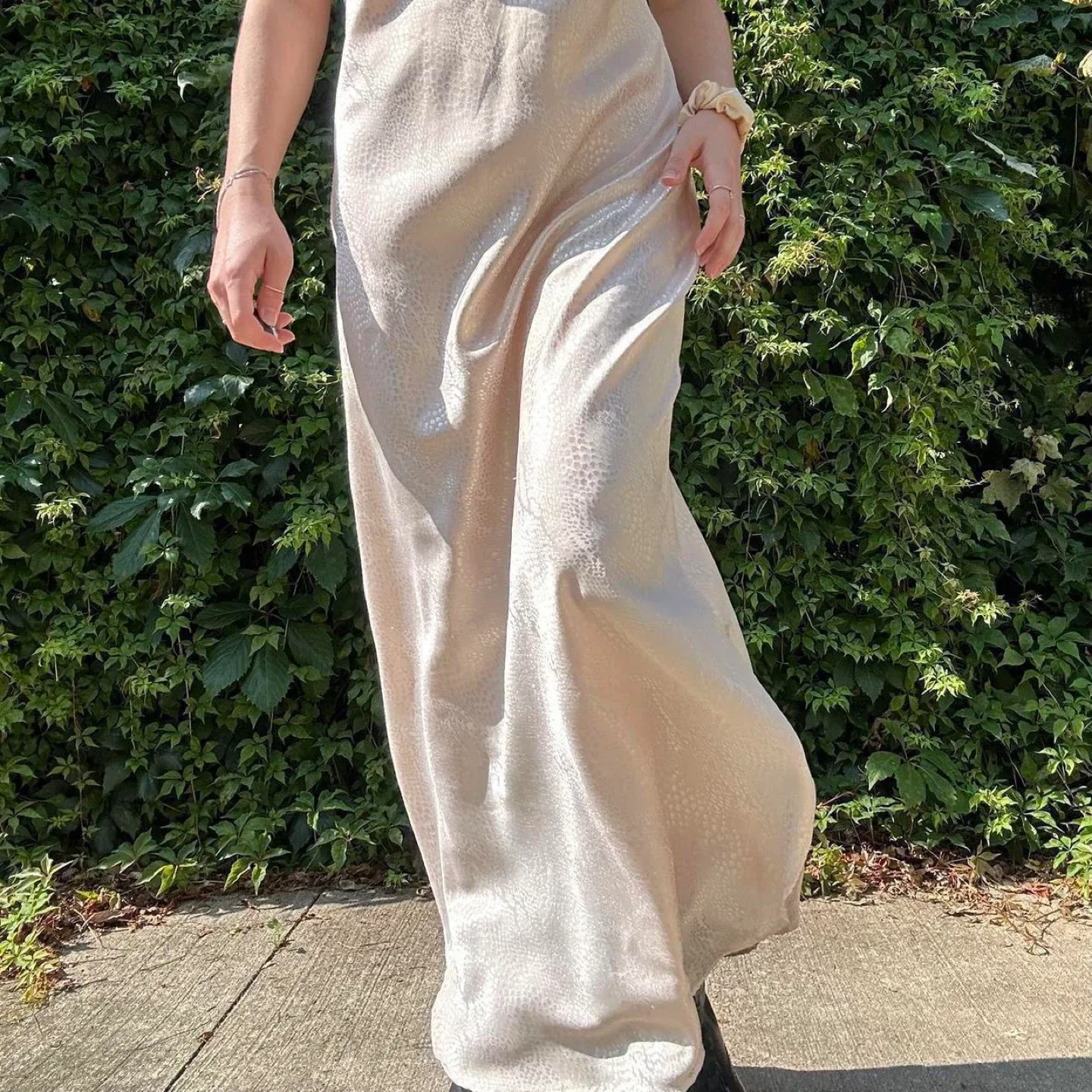 Vintage lace low back maxi slip dress image indicator(2)