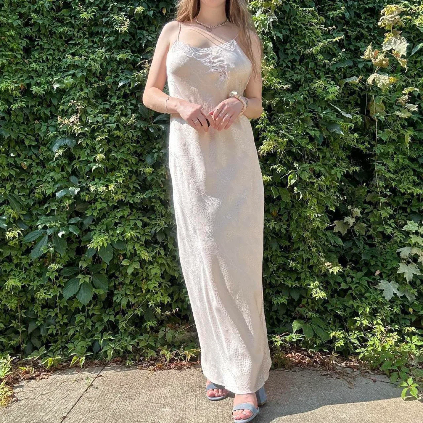 Vintage lace low back maxi slip dress image indicator(4)