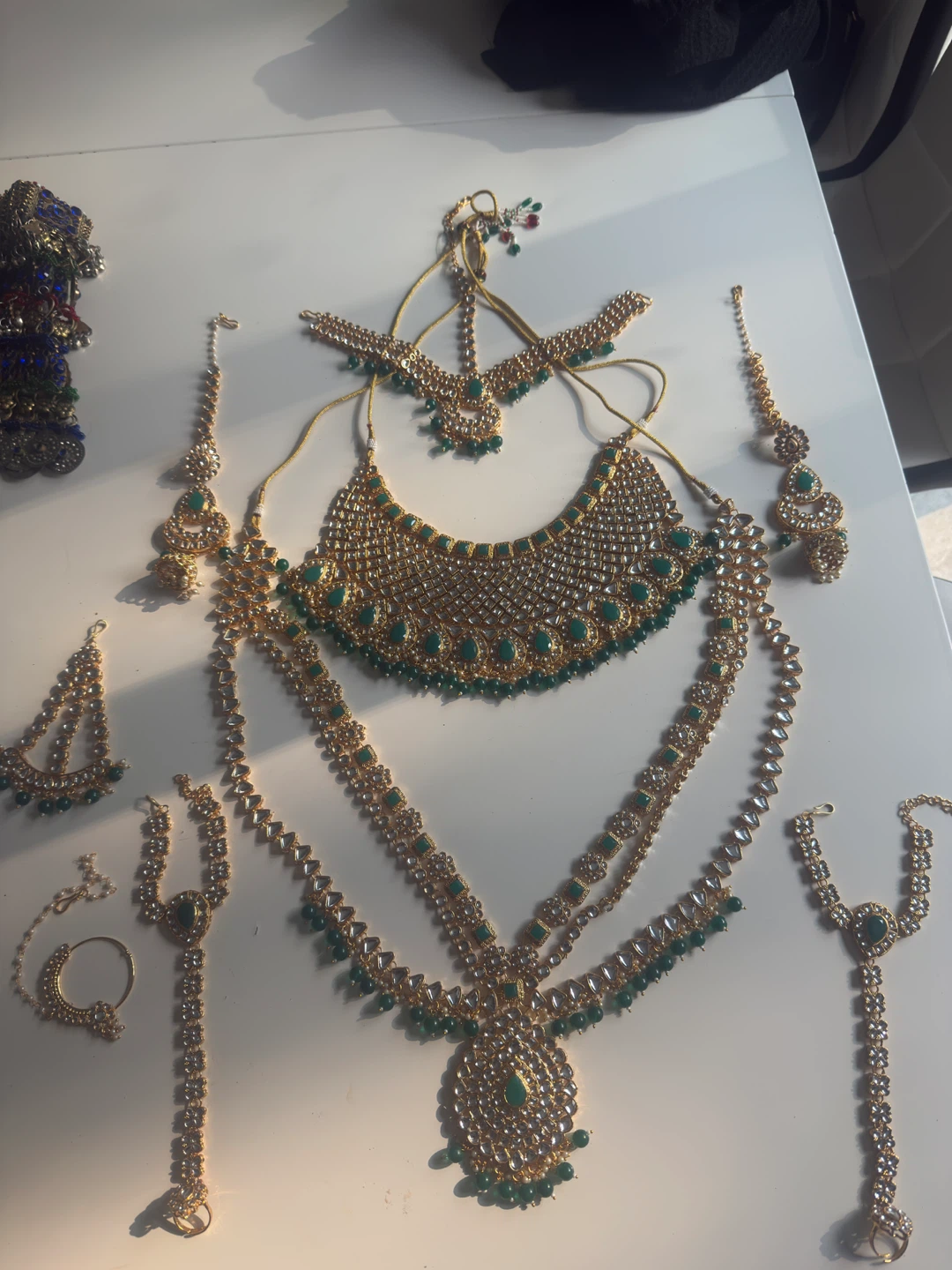 Gold and Green Bridal Jewellery Set