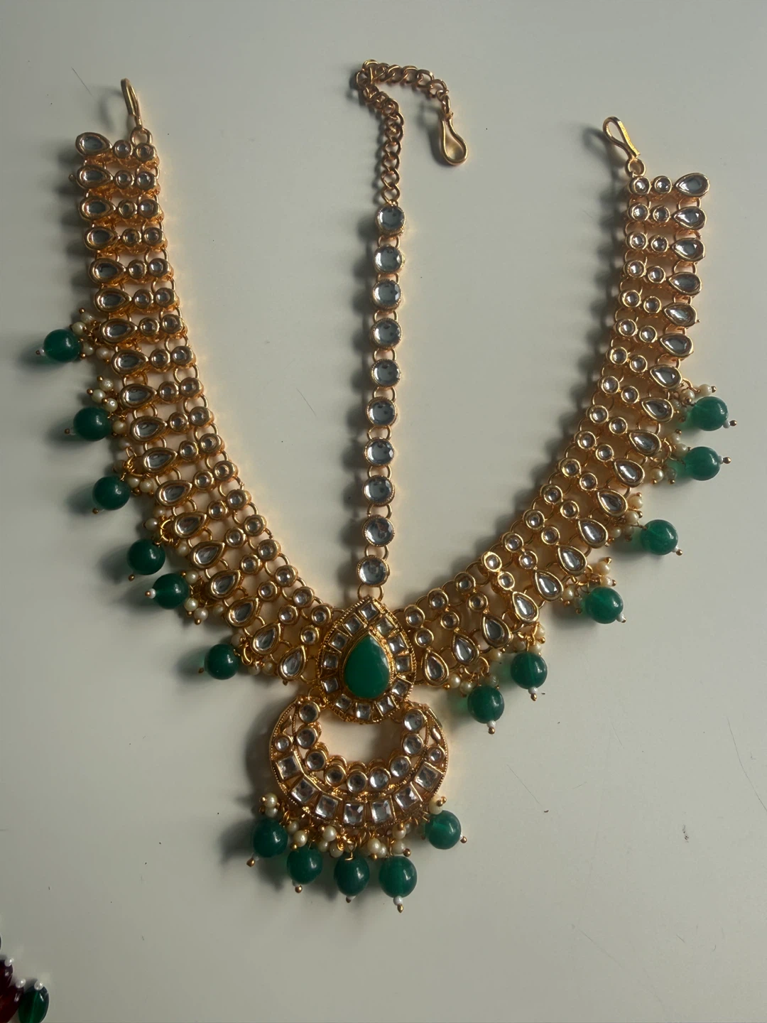 Gold and Green Bridal Jewellery Set - photo 5