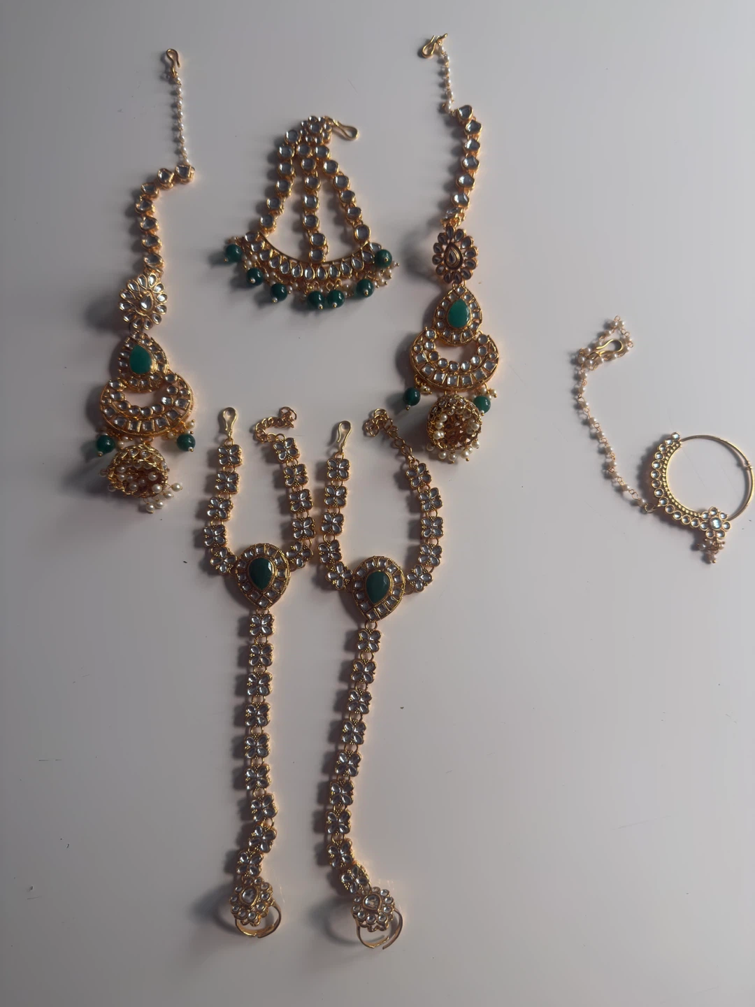 Gold and Green Bridal Jewellery Set - photo 4