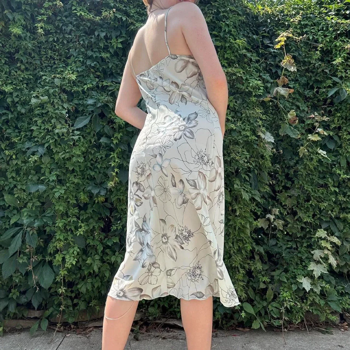 Light green floral midi slip dress image indicator(6)