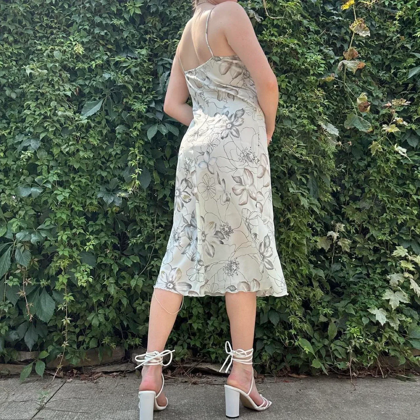 Light green floral midi slip dress image indicator(5)