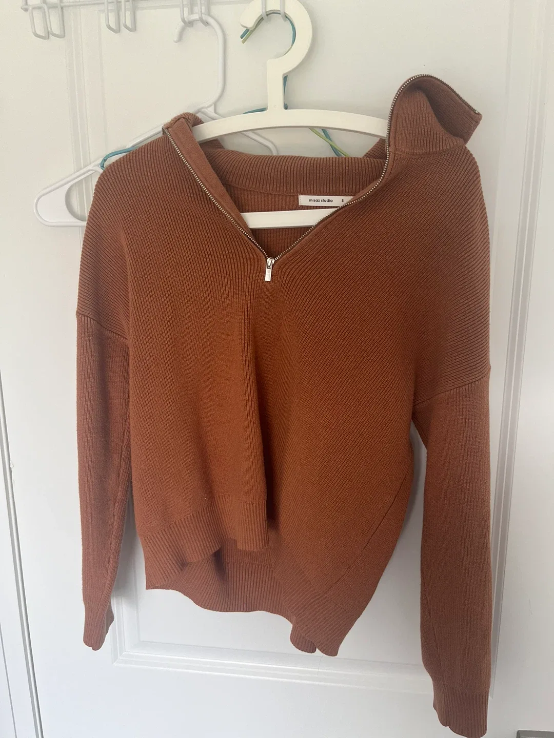 Misaz Studio Brown Zip-Up Knit Sweater - Size S thumbnail