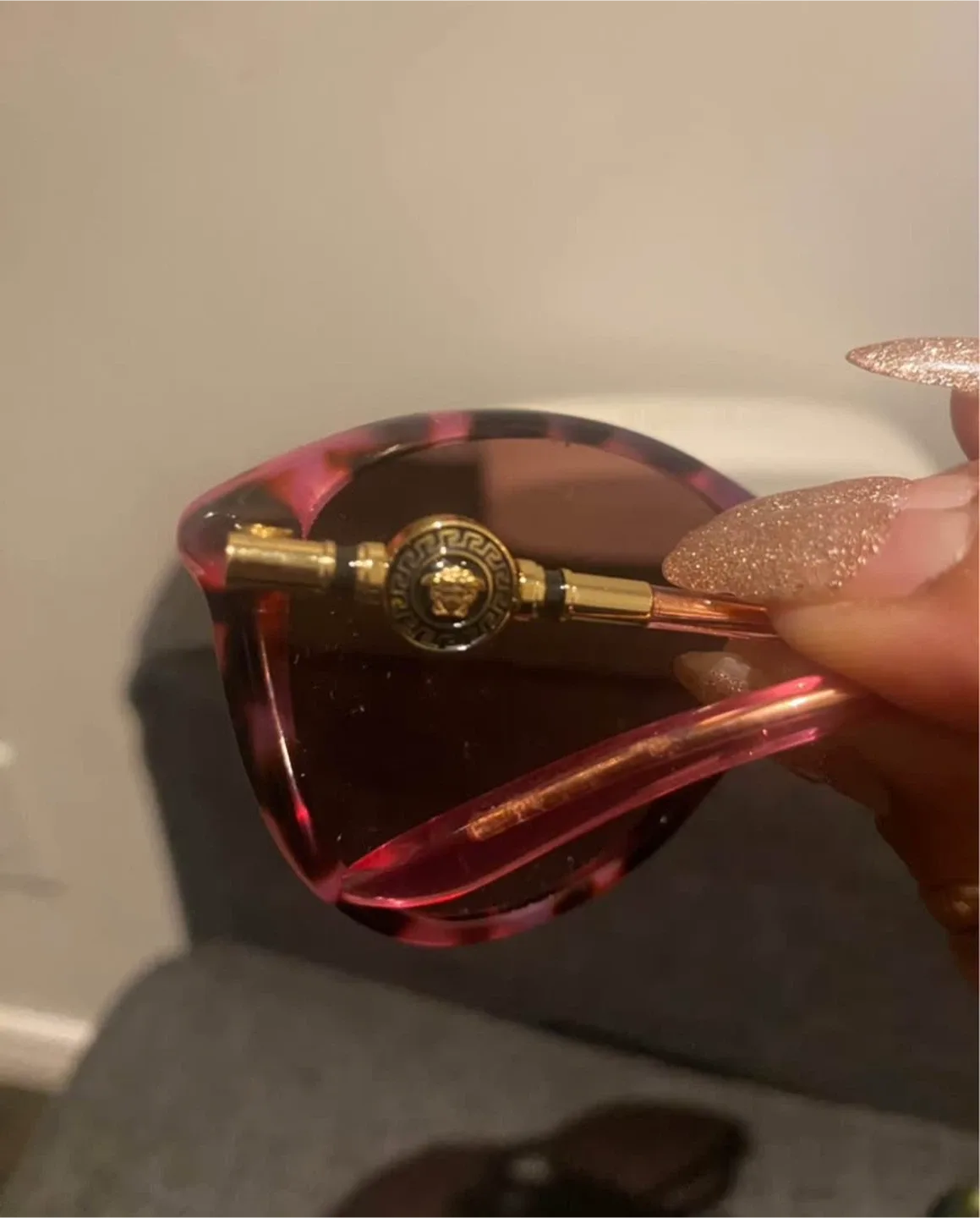 Versace Pink Tortoise Sunglasses with Case image indicator(4)