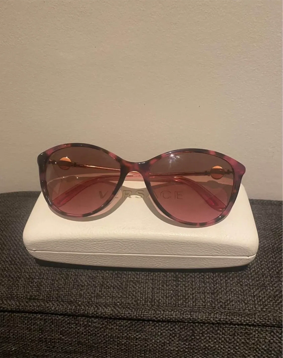 Versace Pink Tortoise Sunglasses with Case thumbnail