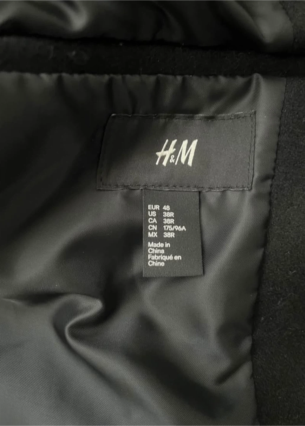 H&M Black Wool Blend Overcoat - Size 38R - photo 2