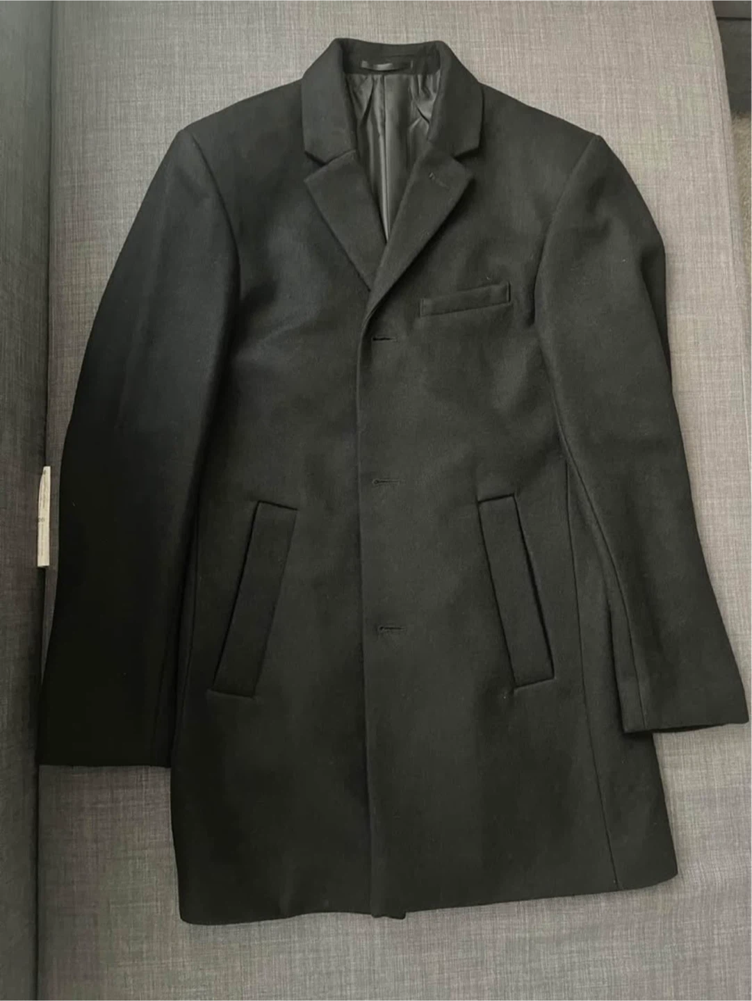 H&M Black Wool Blend Overcoat - Size 38R